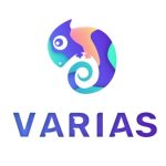 Varais logo van een kameleon met allerlei kleuren